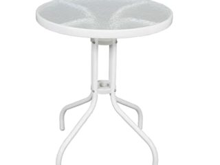 Mesa Exterior de Cristal Blanca - Ideal para Decorar tu Terraza, Jardín o Balcón - 60 x 70 CM