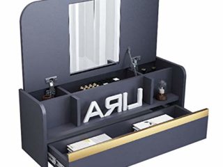 Mesa ordenador Pequeña para Espacios Pequeños Mesa de Pared de Escritorio Plegable con Compartimentos de Almacenamiento y Cajones Mesa de Computadora o Tocador(Size:836×390×296mm,Color:gris oscuro)