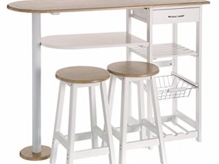 Mesa para cocina de bar moderna de madera blanca Basic - LOLAhome