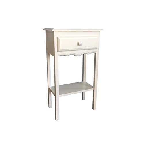 Mesa TELEFONERA Blanca con cajón en Blanco