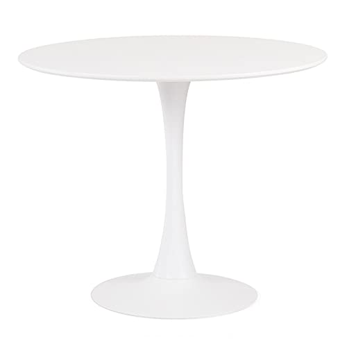 Mesa Tulip. Mesa de diseño, Base metálica, Tapa lacada Blanca, 80 cms de diámetro. Sillas y sillones a Juego Disponibles. Iberahome