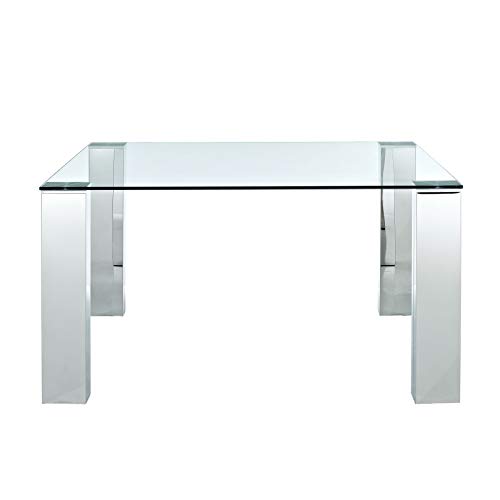 - Mesas de Comedor Modernas - Mesa Betsy Acero Inoxidable/Cristal 160 (160x90x74)