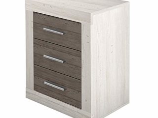 Mesita de Noche, Mesilla Dormitorio, Modelo Lara, Color Andersen Pino y Gris, Medidas: 50 cm (Ancho) x 60 cm (Alto) x 34,6 cm (Fondo)