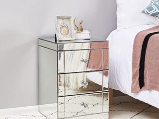 Mesita de noche Mesitas de noche para dormitorio, espejo de noche, mango de cristal, barras de decoración de diamantes, mesas auxiliares para sala de estar (color: modelo 2)