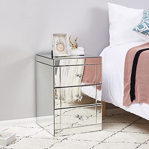 Mesita de noche Mesitas de noche para dormitorio, espejo de noche, mango de cristal, barras de decoración de diamantes, mesas auxiliares para sala de estar (color: modelo 2)