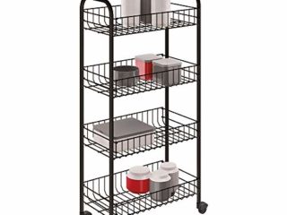 Metaltex PISA BLACK - Carro Multiuso 4 Cestas. Incluye Ruedas. Color Negro. 84x41x23 cm