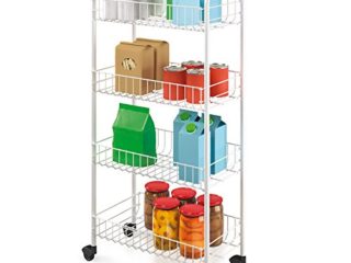 Metaltex PISA - Carro Multiuso 4 Cestas. Incluye Ruedas. Color Blanco. 84x41x23 cm