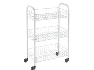 Metaltex SIENA - Carro Multiuso 3 Cestas. Incluye Ruedas. Color Blanco. 63x41x23 cm