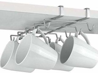 Metaltex Soporte para taza con estante, recubierto de politermo, plateado, taza de araña