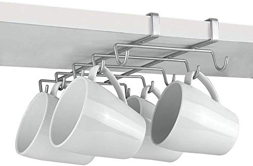 Metaltex Soporte para taza con estante, recubierto de politermo, plateado, taza de araña