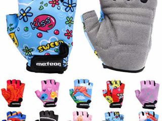 meteor Guantes de Ciclismo niñas y niños - Guantes Bicicleta para Infantil MTB BMX Carretera Montaña sin Dedos (XS ~6-6,5cm, Kiss Love)