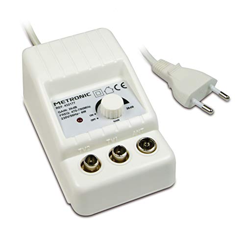 Metronic 432177 - Amplificador de interior con ajuste de ganancia y protección 4G/5G, blanco