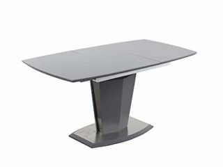 Meubletmoi - Mesa de comedor extensible 120/160 cm, rectangular gris y pie central de acero y MDF – Diseño contemporáneo – Dona
