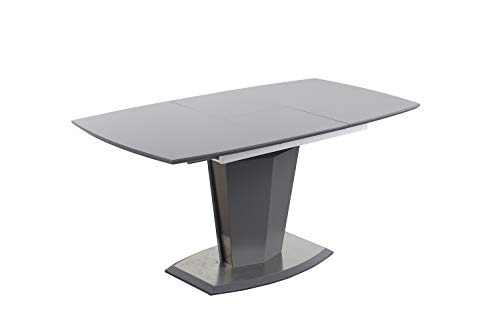 Meubletmoi - Mesa de comedor extensible 120/160 cm, rectangular gris y pie central de acero y MDF – Diseño contemporáneo – Dona