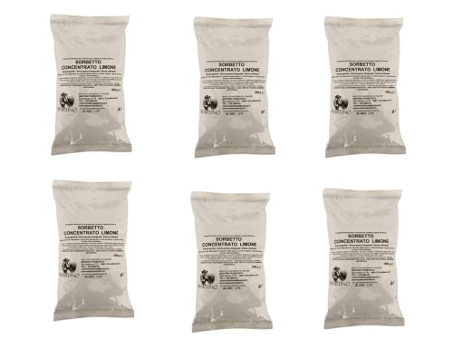 Mezcla de sorbete de limón paquete de 6 x 1 kg, aproximadamente 120 vasos, sorbete instantáneo ideal como postre, apto para uso profesional
