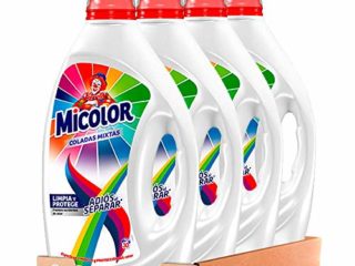 Micolor Gel Adiós Al Separar (30 lavados, pack de 4, total: 120 lavados), detergente líquido para lavadora con tecnología antitransferencia de colores, jabón para ropa de color