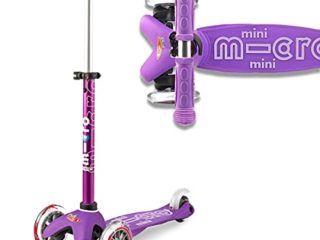 Micro® Mini Deluxe, Original Design, Patinete 3 Ruedas, 2-5 Años, Peso 1,95kg, Carga Máx: 50kg, Altura 48-68cm, Ruedas PU 120/80mm, Rodamientos ABEC 9, Plataforma antideslizante (Morado)