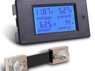 MICTUNING DC 6.5,100 V 100 A pantalla digital LCD voltímetro amperímetro multímetro Volt medidor de vatios de potencia de energía Azul con 100 A,75mv Shunt