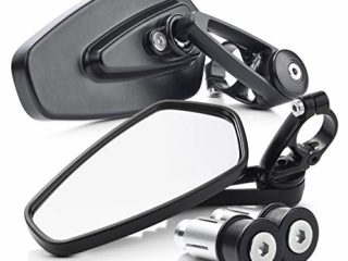 MICTUNING Rectángulo Espejo Retrovisor Lateral de Motocicleta, 7,8pulgadas Ajustables Vista Lateral Mango Barra,180 Degrees Rotated (Pack de 2)