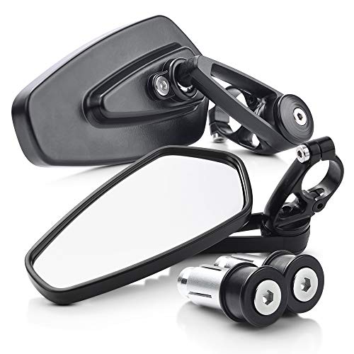 MICTUNING Rectángulo Espejo Retrovisor Lateral de Motocicleta, 7,8pulgadas Ajustables Vista Lateral Mango Barra,180 Degrees Rotated (Pack de 2)