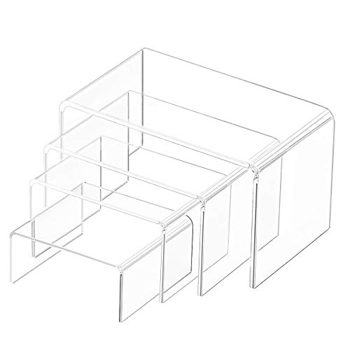 Milaloko Elevadores de exhibición de acrílico Transparente, Paquete de 4 estantes de exhibición para Figuras, bufés, Cupcakes y Soportes de exhibición de joyería