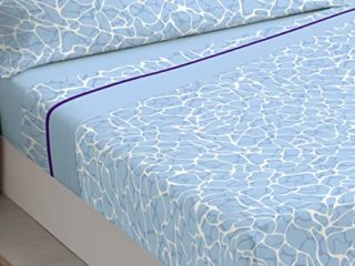 Milarosa Juego de Sabanas 3 Piezas Estampadas Coralina. Microfibra. Juego Sabanas Encimera, Bajera Ajustable y Funda Almohada. Gruesas. Color Dakota Azul. Cama 135 cm