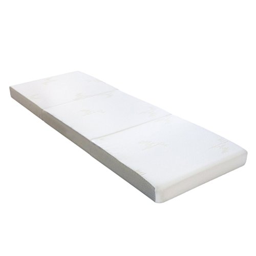 Milliard Colchón Plegable de Tres Partes -10 cm de Profundidad - para Huéspedes con Funda Extraíble Removible y Base Antideslizante - Single Pequeño (75 x 190 cm)