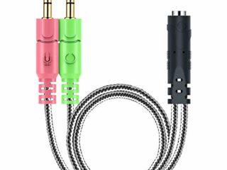 MillSO Jack de 3,5 mm audio y cable adaptador 1 x 3,5 mm 4 Posición hembra 2 x 3,5 mm 3 Posición Conector para PS4 PC Gaming Headset - 20CM