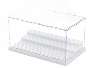 MIMIEYES Estuche de Muestra Caja de Presentación para Lego Minifigures Claro Escaparate A Prueba de Polvo 3 Pasos (Blanco)