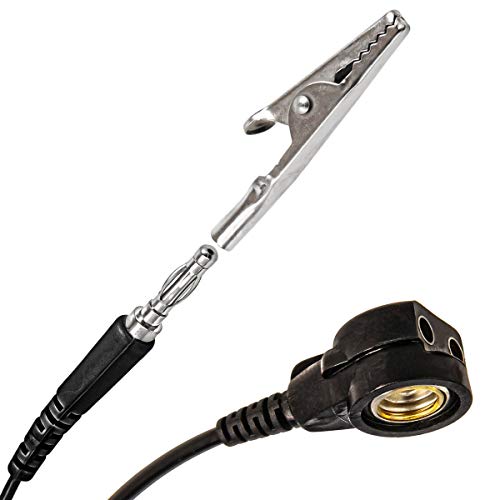 Minadax Cable alargador para muñeca de 2,4 m con conector de botón de 10 mm, pinza de cocodrilo (extraíble), conector banana de 4 mm.