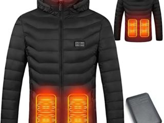 Mincoo Chaqueta Calefactable Adecuado Para Hombres y Mujeres,con Temperatura Ajustable Chaquetas calefactora con 3 Temperaturas & 5 Zonas Ideal Acampar Actividades al Aire Libre invierno(Black, XXL)