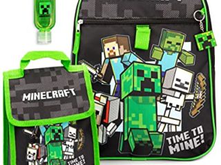 Minecraft Mochila y Fiambrera para niños 5 Piezas Mochila Escolar Un tamaño