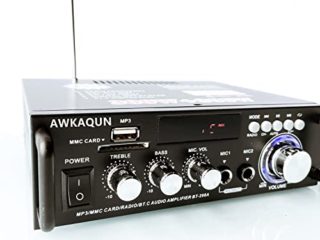 Mini Bluetooth Amplificador Audio, 600W HiFi de 2.0 Canales Audio Stereo Music Reproductor, SD Card/USB Input/ FM Radio, para PC, TV, Amplificador Coche, casa Altavoz, subwoofer BT 12v 220V (600W)