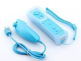 mini kitty 2 en 1 Mando Plus con Motion Plus y Nunchunk para Nintendo Wii + Funda de Silicona - Azul Claro