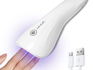Mini lámpara UV LED para uñas, 5 W, portátil, lámpara LED de secado de uñas, lámpara de endurecimiento de un solo dedo con 3 temporizadores, batería de 1200 mAh