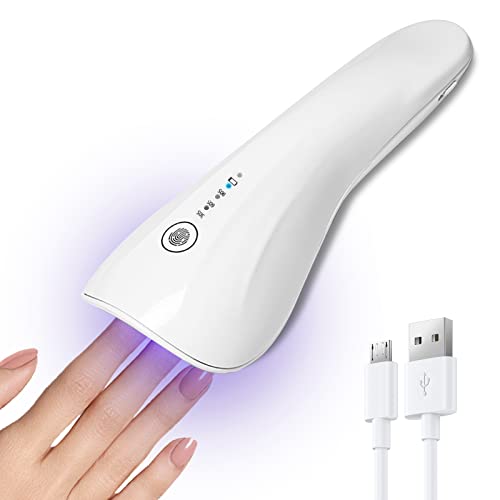 Mini lámpara UV LED para uñas, 5 W, portátil, lámpara LED de secado de uñas, lámpara de endurecimiento de un solo dedo con 3 temporizadores, batería de 1200 mAh