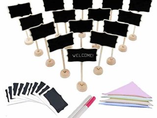 Mini pizarras, 36 piezas Soporte de madera Pequeñas señales de pizarra Tarjetas de lugar para bodas, Fiestas, Números de la tabla, Memorándum, Etiquetas de precio, Señales de comida