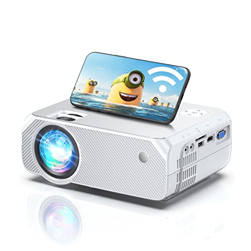 Mini proyector WiFi, 720P HD Nativo, Proyector de Cine en Casa 6500 LM, Pantalla de 300 "con 90.000 Horas de Proyector LCD, Compatible con HDMI / TV Stick / PS4 / Smartphone