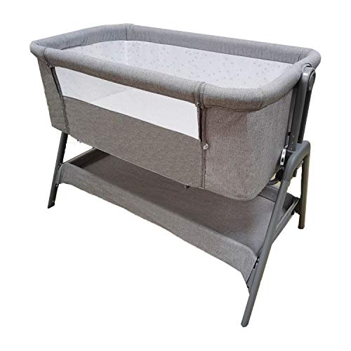 Minicuna Colecho con Cesta Star Ibaby Plus - Regulable 6 Alturas. Reclinable - Nuevo Modelo 2021 (Gris)