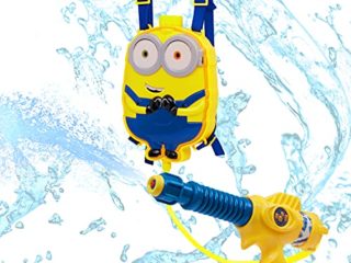 Minions Pistola Agua Niños, Mochila con Deposito Y Manguera De Kevin, Juegos Al Aire Libre y Juegos De Agua para Niños, Regalos Originales para Niños