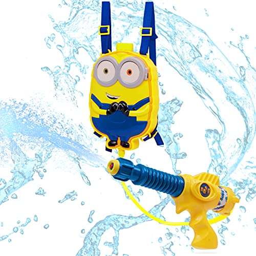 Minions Pistola Agua Niños, Mochila con Deposito Y Manguera De Kevin, Juegos Al Aire Libre y Juegos De Agua para Niños, Regalos Originales para Niños