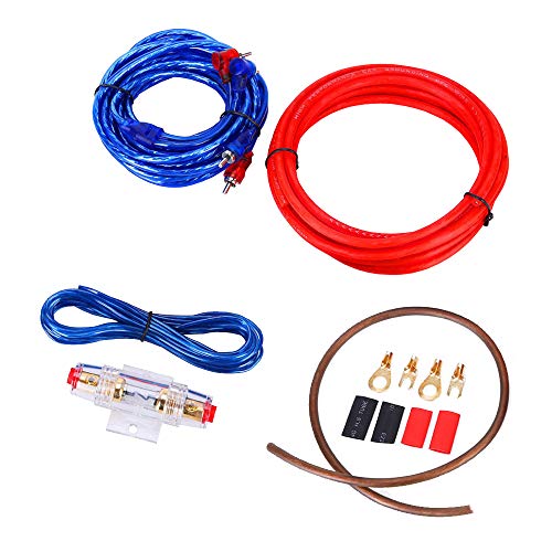 Mintice Kit de cableado para amplificador de coche de audio subwoofer AMP RCA cable de alimentación AGU FUSE calibre 14 GA AWG cable de instalación de conector soporte para furgoneta automotriz