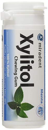 Miradent Xylitol Chicle Sabor Menta Bote, 30 chicles, 30 g, 1 unidad