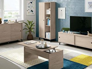 Miroytengo Muebles salón Completo Manaslu Roble y Negro nórdico Industrial (Mueble TV+Aparador+Librería+Mesa Centro)