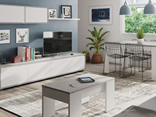 Miroytengo Pack Muebles salón Plutón I Estilo Moderno (Mueble Modular + Mesa Centro + Mesa Comedor)