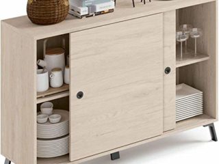 Miroytengo Pitarch Aparador salón Kamet 2 Puertas correderas salón Color Roble Aurora estantes Interiores 120x87x40…