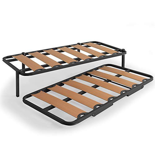 Miroytengo Somier Cama Canguro Completo Medida 90x190 con balda Ancha Tubo 40x30 Patas Plegables Cama Inferior con Ruedas