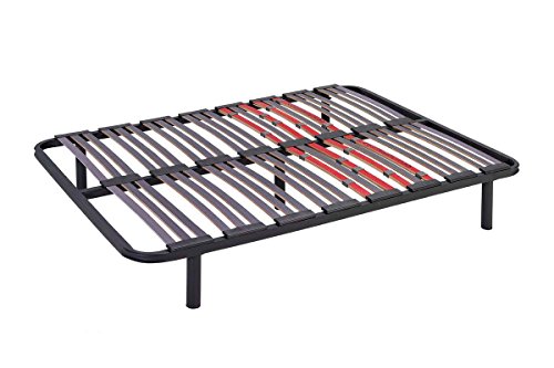 Miroytengo Somier multiláminas con REGULADORES LUMBARES, FIRMEZA Adaptable, Tubo 40x30MM y LÁMINAS de Haya Natural Antideslizantes (con Patas, 105x190 cm)