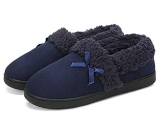 Mishansha Casa Pantuflas Hombre Zapatillas de Felpa Alta Densidad Espuma de Memoria Zapatos Cálido Slippers Azul 38 EU