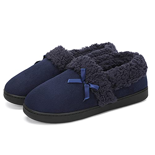 Mishansha Casa Pantuflas Hombre Zapatillas de Felpa Alta Densidad Espuma de Memoria Zapatos Cálido Slippers Azul 38 EU